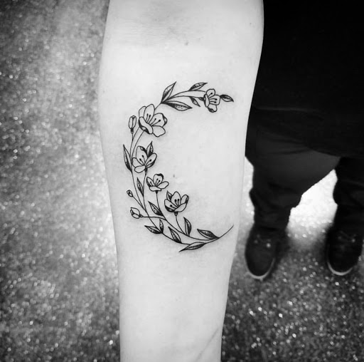 Explore female elbow tattoo ideas, creative tattoo ideas in Austin, available at Little Pricks Tattoo