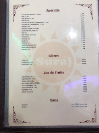 Carte du Suraj Restaurant indien pakistanais à Nantes