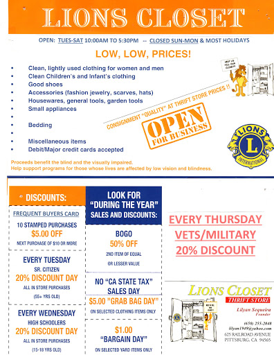 Clothing Store «Lions Closet Thrift Store», reviews and photos, 653 Railroad Ave, Pittsburg, CA 94565, USA