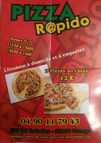 Carte du Pizza R@pido à Orange