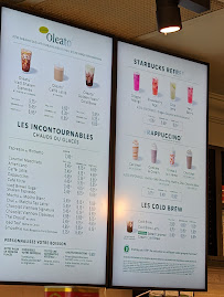 Menu / carte de Starbucks à Versailles