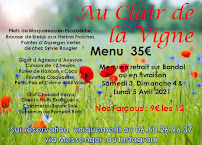Restaurant Au Clair de la Vigne à Bandol (le menu)