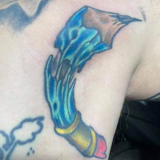 Explore yellow rose tattoo ideas, creative tattoo ideas in Mckinney, available at Borrowed Time Fine Art Gallery Tattoo Shop