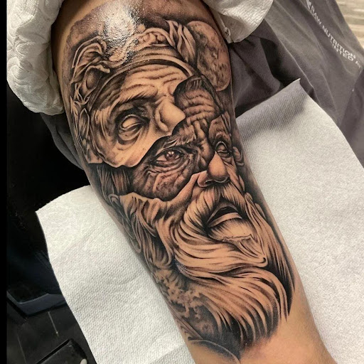 Explore leg piece tattoo ideas, creative tattoo ideas in South Gate, available at Modern Ink Tattoo & Piercing Studio