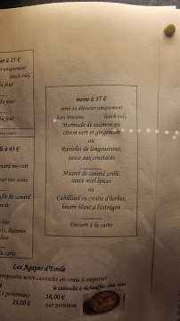 Restaurant Emile à Toulouse menu