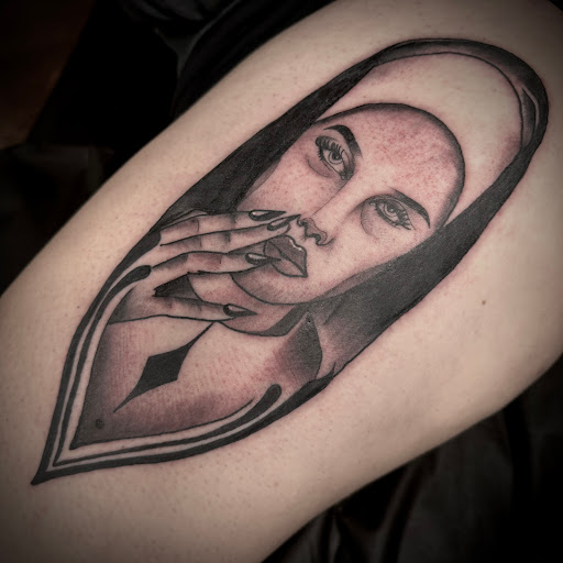 Explore angel and demon tattoo ideas, creative tattoo ideas in Buffalo, available at True Gloom Tattoo Studio