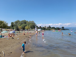 Plage d'Excenevex'in fotoğrafı düz bir kıyı şeridi ile birlikte