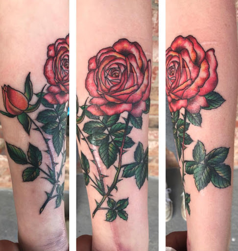 Explore cover up tattoo ideas on forearm, creative tattoo ideas in San Angelo, available at Old Town Tattoo