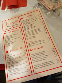 Menu / carte de Vanzetti à Bordeaux