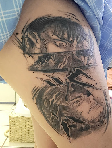 Explore anime flash tattoo ideas, creative tattoo ideas in Miami, available at Glitterpoop Studios