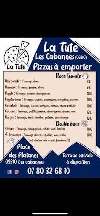 Pizzas à emporter PIZZERIA La Tute Les CABANNES à Les Cabannes (la carte)