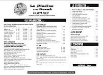 Menu / carte de La Piadina della mamma à Nonantola