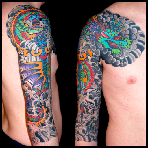 Explore shaded sleeve tattoo ideas, creative tattoo ideas in Sedona, available at Ascension Tattoo