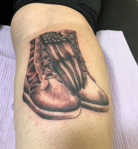 Explore therapist tattoo ideas, creative tattoo ideas in Frisco, available at Frisco Tattoo Company - Steel PaintBrush