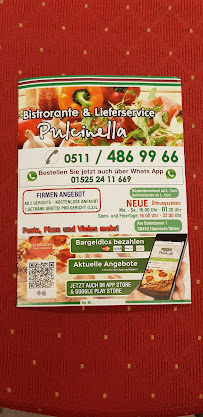 Menu / carte de PIZZA PULCINELLA Hannover à Hanover