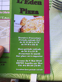 Pizzeria L'EDEN PIZZA à Argelès-sur-Mer (le menu)