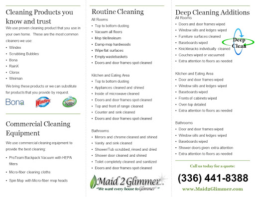 House Cleaning Service «Maid 2 Glimmer - House Cleaning Service in Greensboro», reviews and photos, 1852 Banking St #9911, Greensboro, NC 27408, USA