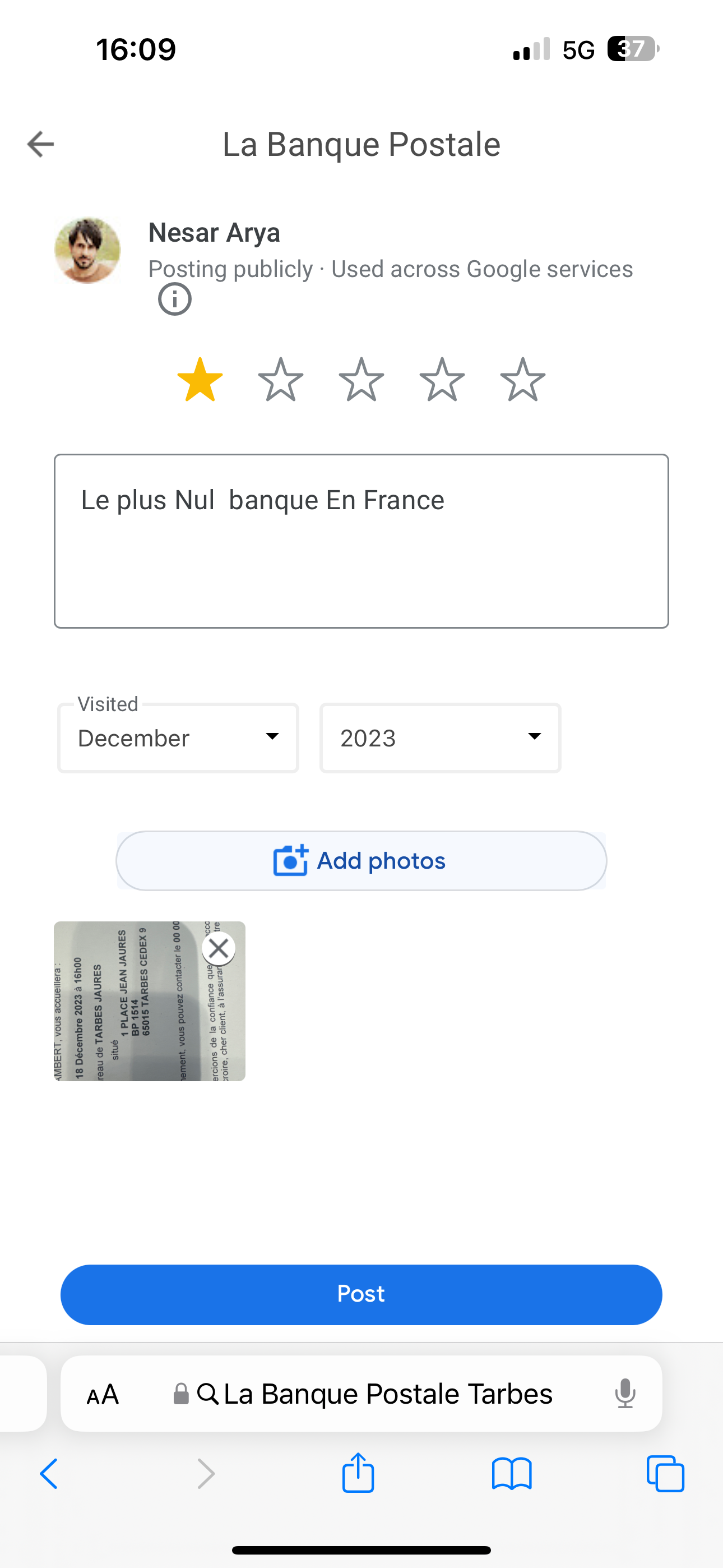 Photo n° 2 de l'avis de Nesar.r fait le 18/12/2023 à 15:09