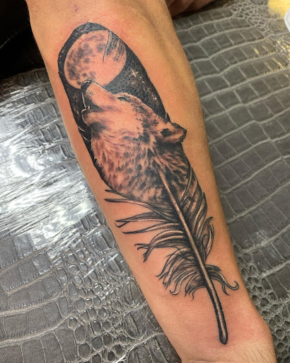 Explore half sleeve tattoo ideas black and grey, creative tattoo ideas in Littleton, available at Living Canvas Tattoo and Piercing