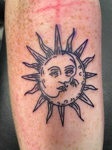 Explore fox and the hound tattoo ideas, creative tattoo ideas in Foley, available at Symbolic Ink Tattoo Studio