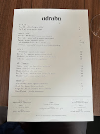 Restaurant adraba à Paris (la carte)