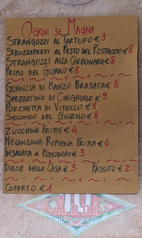 Menu / carte de Il postaccio à Montefalco