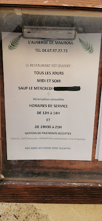 Auberge de mauroul à Saint-Julien carte