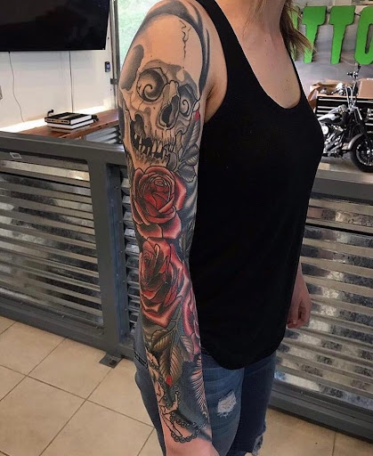 Explore large flower tattoo ideas, creative tattoo ideas in Wakefield, available at Wakefield Tattoo