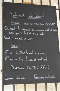 Menu du Restaurant Le Vassol à Saint-Pierre-de-Vassols