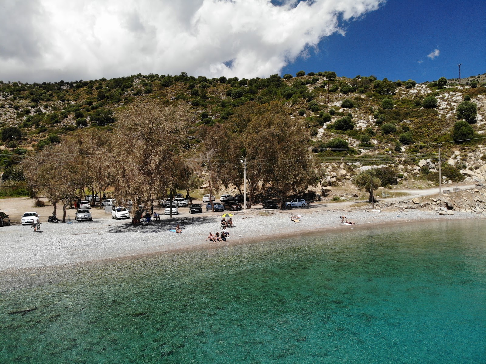 Foto af Kargi beach bakket op af klipperne