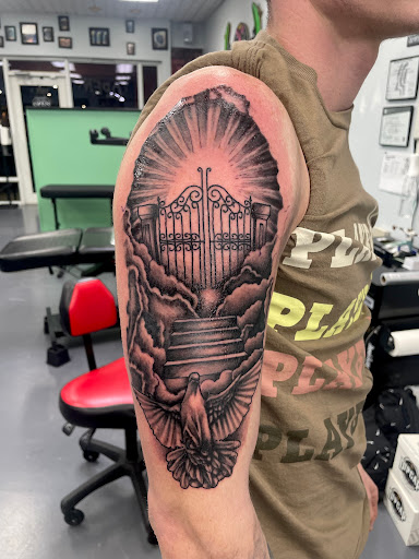 Explore tattoos inner bicep ideas, creative tattoo ideas in Meridian, available at Creative Pain Tattoo Studio