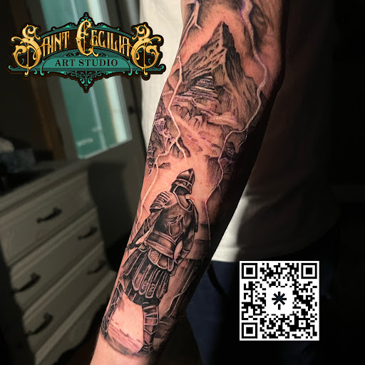 Explore cool shoulder tattoo ideas, creative tattoo ideas in Roanoke, available at Saint Cecilias Art Studio