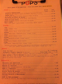 Restaurant français Pop's à Paris - menu / carte