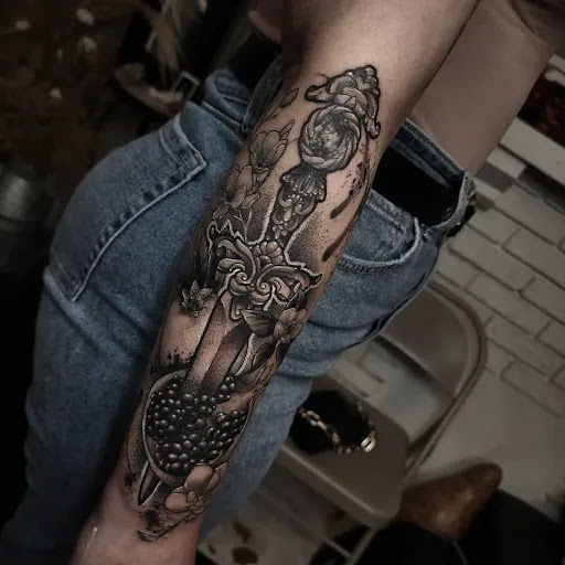 Explore female tattoo placement ideas, creative tattoo ideas in Valdosta, available at Acid Ink Tattoos