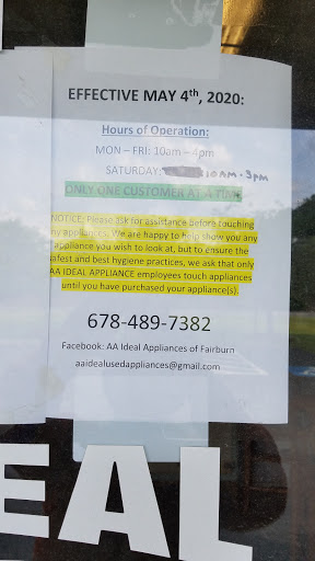 Appliance Store «AA Ideal Used Appliances Fairburn», reviews and photos, 105 Laser Industrial Ct, Fairburn, GA 30213, USA
