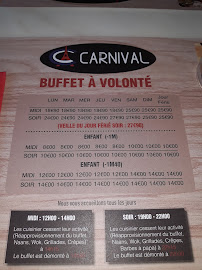 Menu / carte de Carnival à Cormontreuil