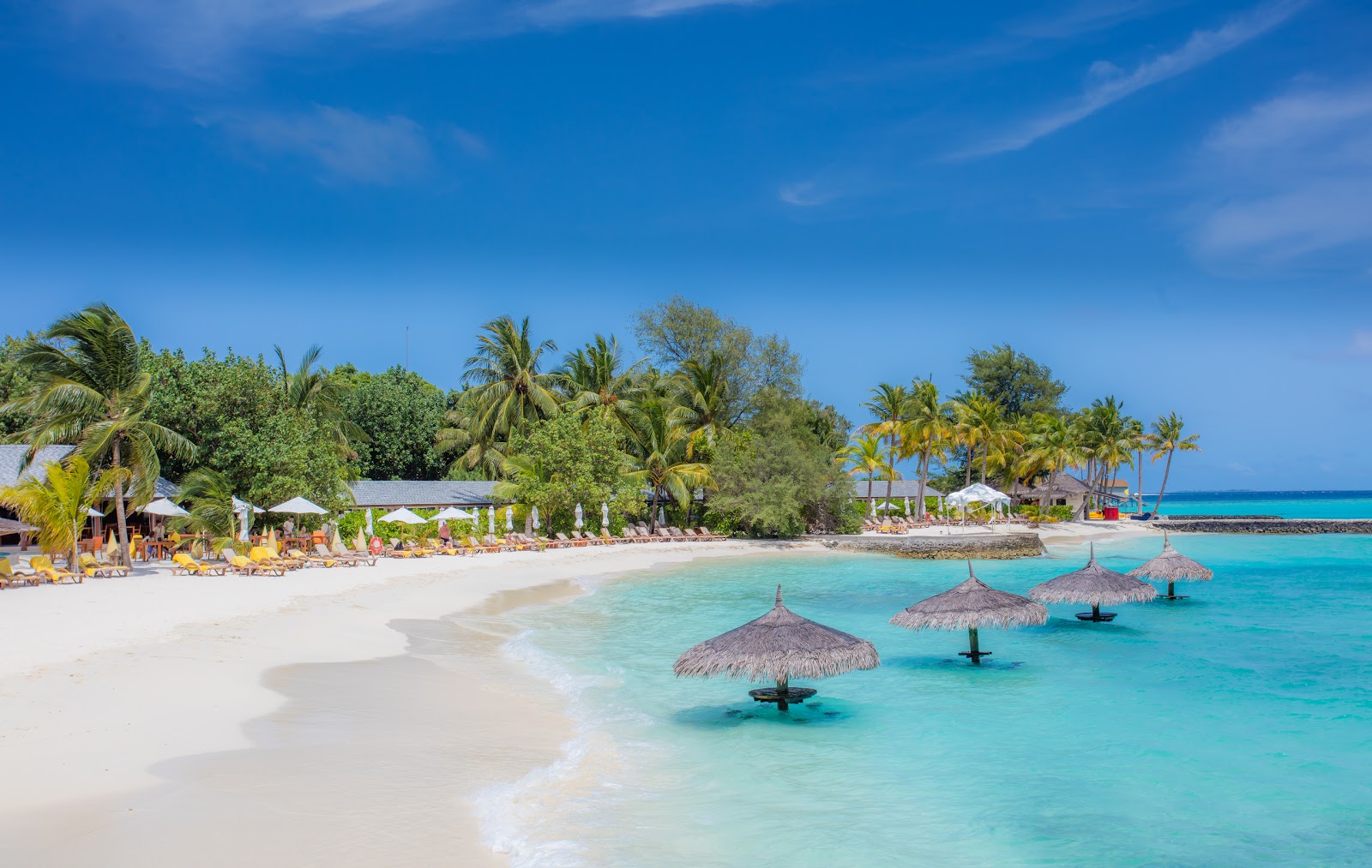 Centara Ras Resort Fushi Plajı'in fotoğrafı turkuaz saf su yüzey ile