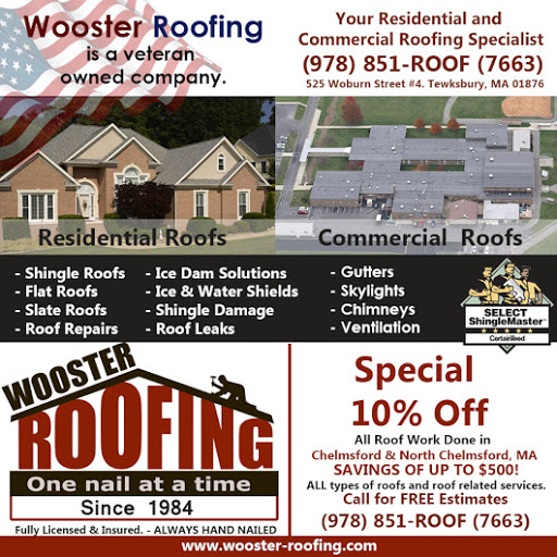 Roofing Contractor «Wooster Roofing - MA», reviews and photos, 525 Woburn St #4, Tewksbury, MA 01876, USA