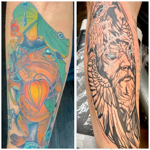 Explore womens sleeve tattoo ideas, creative tattoo ideas in Verona, available at Post Human Tattoo Co.