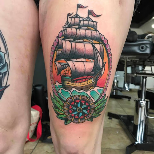 Explore women's leg tattoo ideas, creative tattoo ideas in Colorado Springs, available at West Side Tattoo