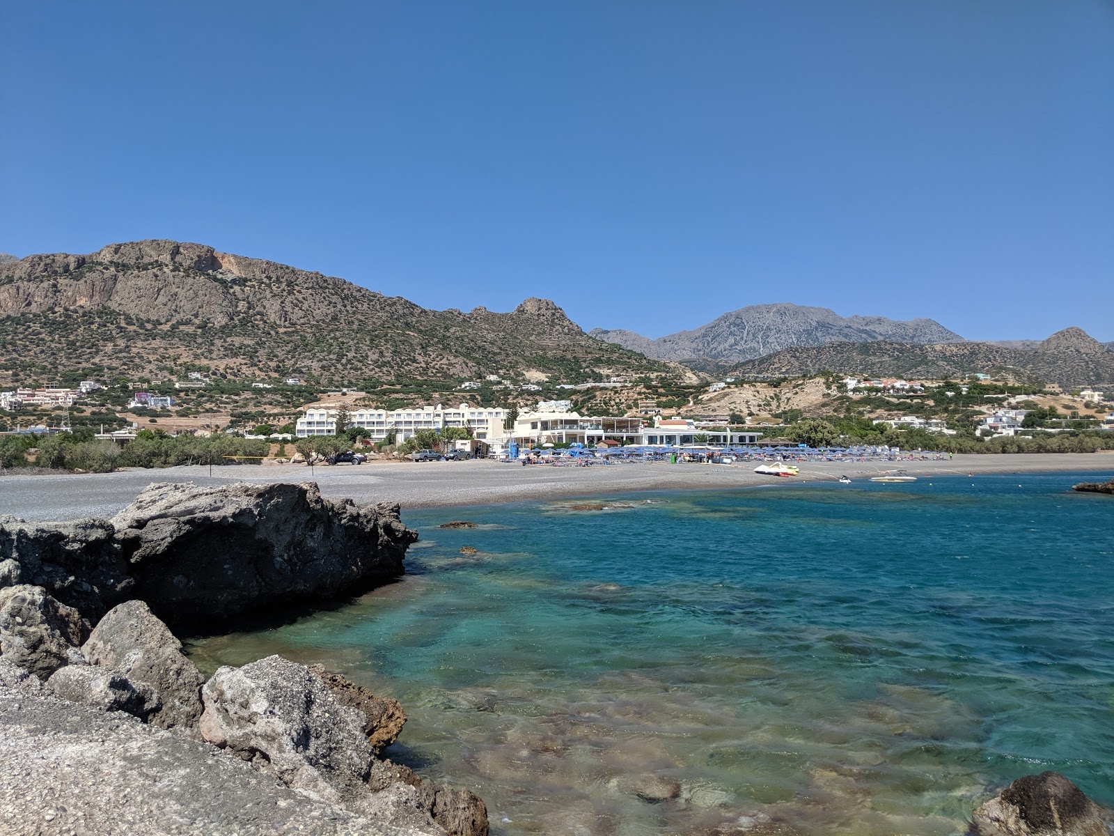 Fotografija Koutsounari Long beach z turkizna čista voda površino