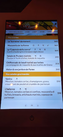 Restaurant italien Villa Paradis'O à Mougins (la carte)