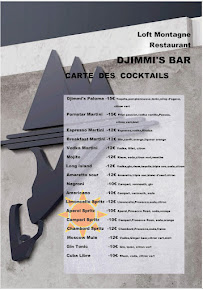 Menu du Loft Montagne Restaurant/Djimmi's bar à Vaujany