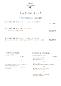 Menu / carte de Restaurant le 7 à Saulieu