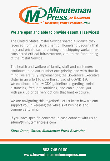 Commercial Printer «Minuteman Press», reviews and photos, 8374 SW Nimbus Ave, Beaverton, OR 97008, USA