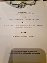 Liquide à Paris menu