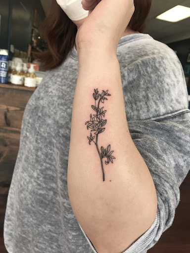 Explore sticker sleeve tattoo ideas, creative tattoo ideas in Los Alamitos, available at Mr. Inkwells Classy Tattoos