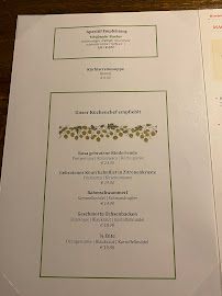 Restaurant bavarois KIRCHAWIRT à Bad Füssing (le menu)