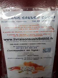 Menu du livraison sushi 94000 FANG SAKURA à Créteil