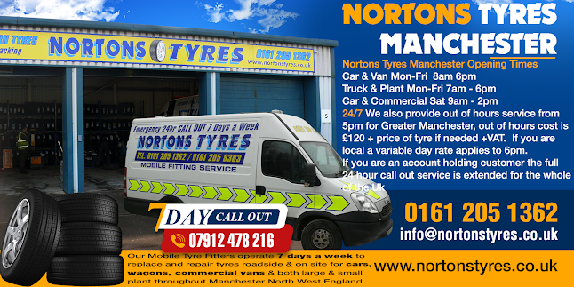 Nortons Tyres Manchester 24/7 Mobile Tyre Fitting - Manchester